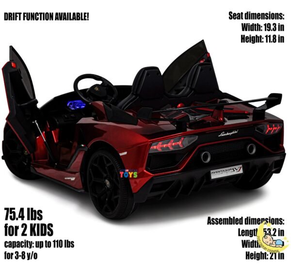 24 Volt Lamborghini 2-Seater Ride On Car with MP4 Touch Screen, Drift Mode  21stcenturyessential