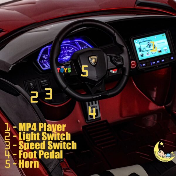 24 Volt Lamborghini 2-Seater Ride On Car with MP4 Touch Screen, Drift Mode  21stcenturyessential