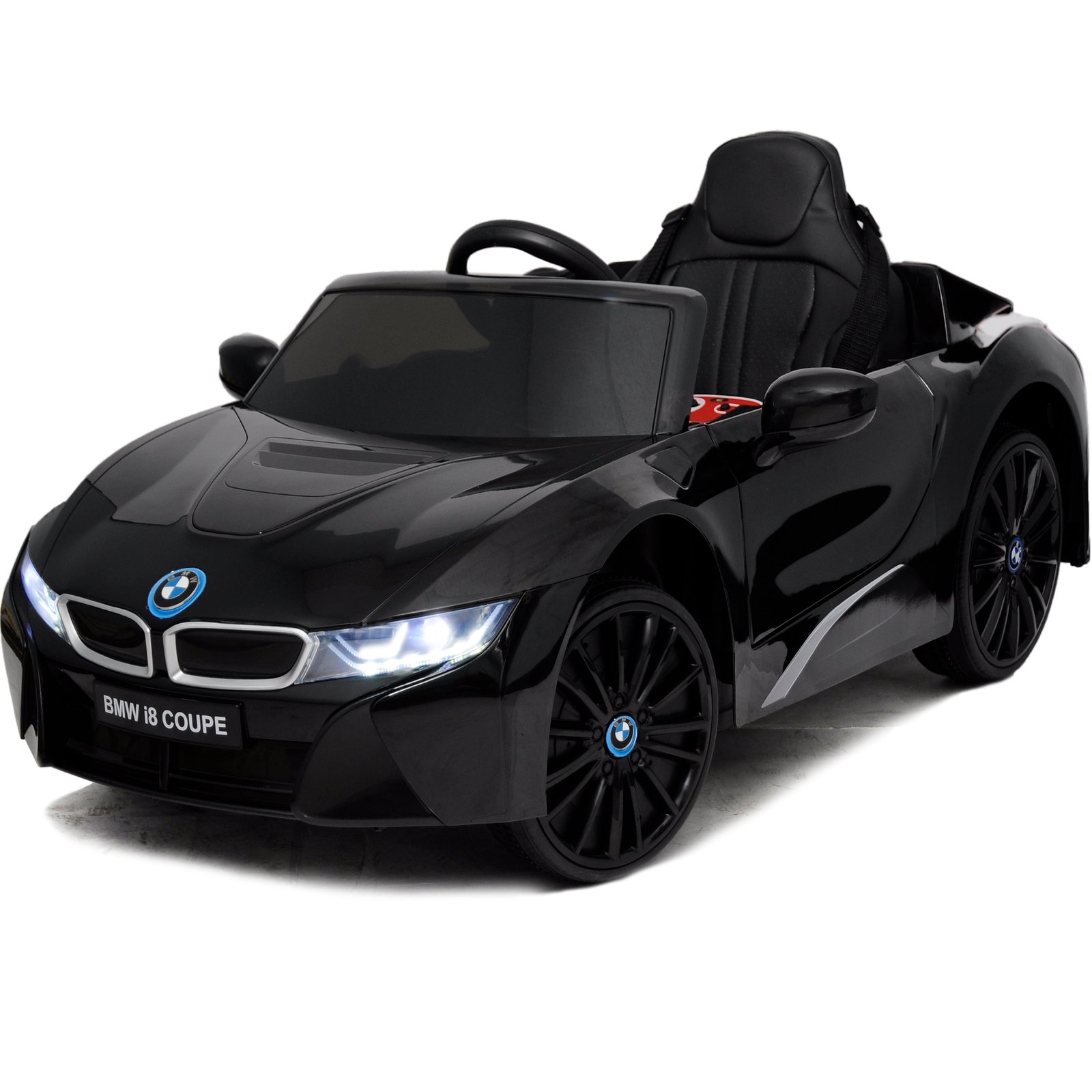 BMW i8 Concept Kids Car with Leather Seat - Black  21stcenturyessential