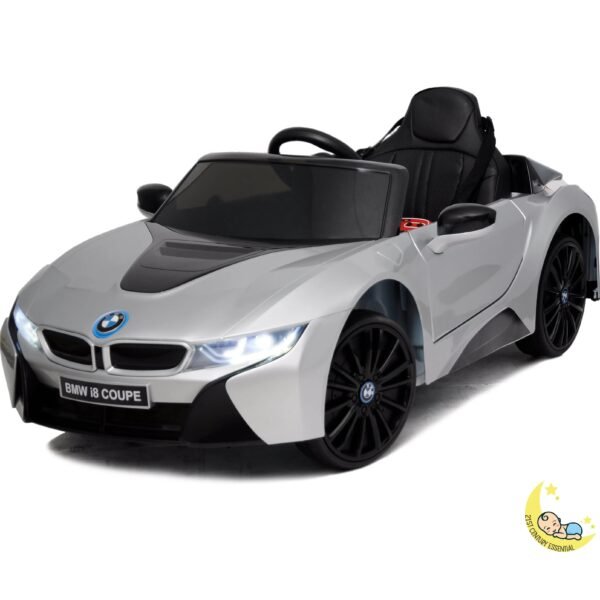 BMW i8 Ride On Car with Leather Seat - Silver  21stcenturyessential