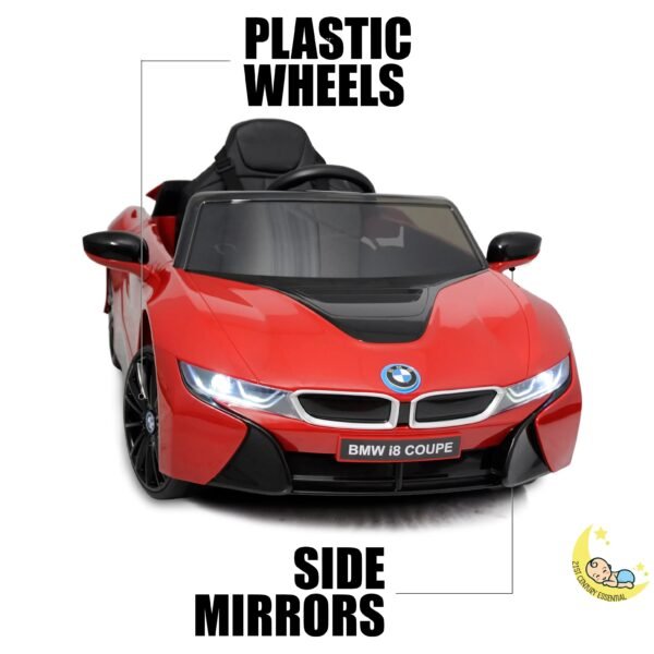 BMW i8 Ride On Toy Car with Leather Seat - Red  21stcenturyessential