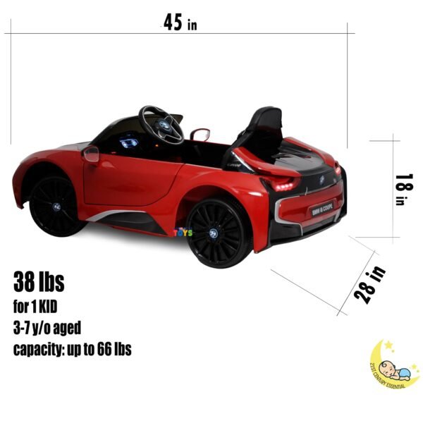 BMW i8 Ride On Toy Car with Leather Seat - Red  21stcenturyessential