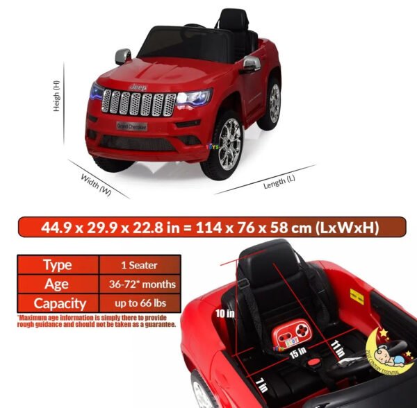 Jeep Cherokee Ride On Car 12V Powered Truck with Remote Control - Red  21stcenturyessential