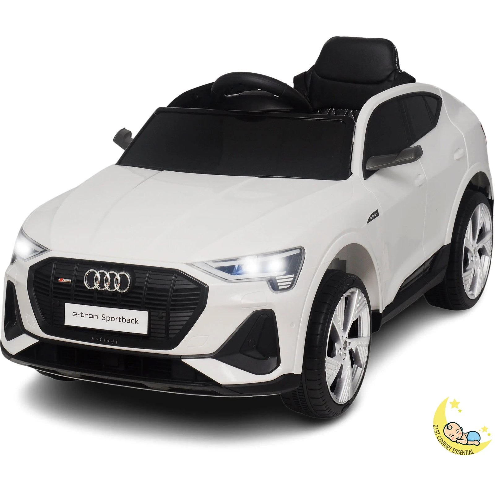 Kids Ride On Car with Remote Control, LED Lights — Audi White  21stcenturyessential