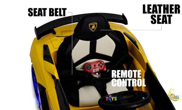 Lamborghini Car for Kids with built-in Display, LED wheels - Yellow  21stcenturyessential