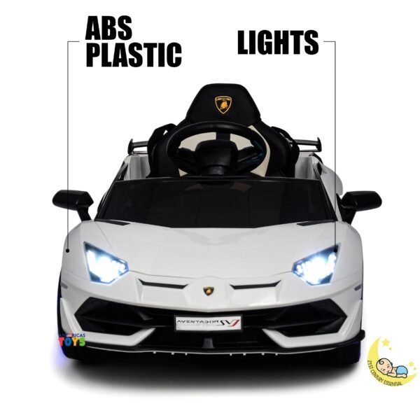 Lamborghini Kids Car with built-in MP4 Screen, LED wheels - White  21stcenturyessential