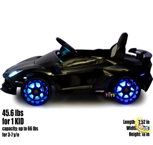 Lamborghini Kids Outdoor Toys with built-in MP4 Screen, LED wheels - Black  21stcenturyessential