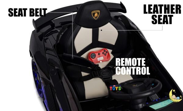 Lamborghini Kids Outdoor Toys with built-in MP4 Screen, LED wheels - Black  21stcenturyessential