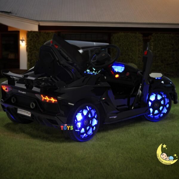 Lamborghini Kids Outdoor Toys with built-in MP4 Screen, LED wheels - Black  21stcenturyessential