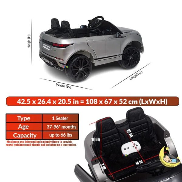 Land Rover 12V Kids Car with LCD Display, Remote Control - Silver  21stcenturyessential