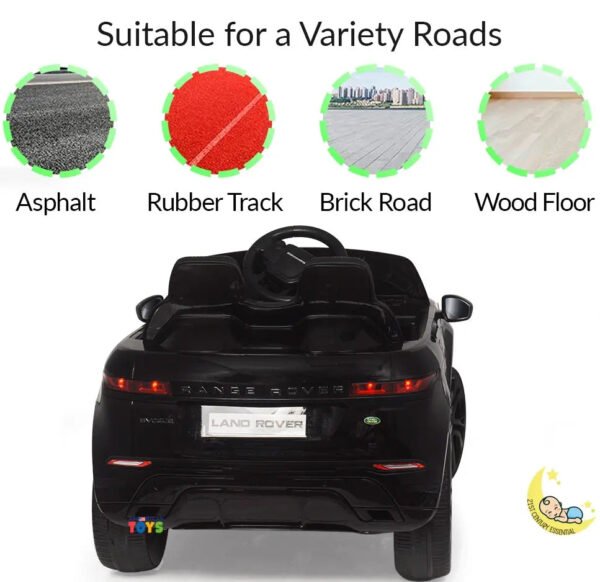 Land Rover Evoque Ride On Car with MP4 Player, Leather Seat - Black  21stcenturyessential