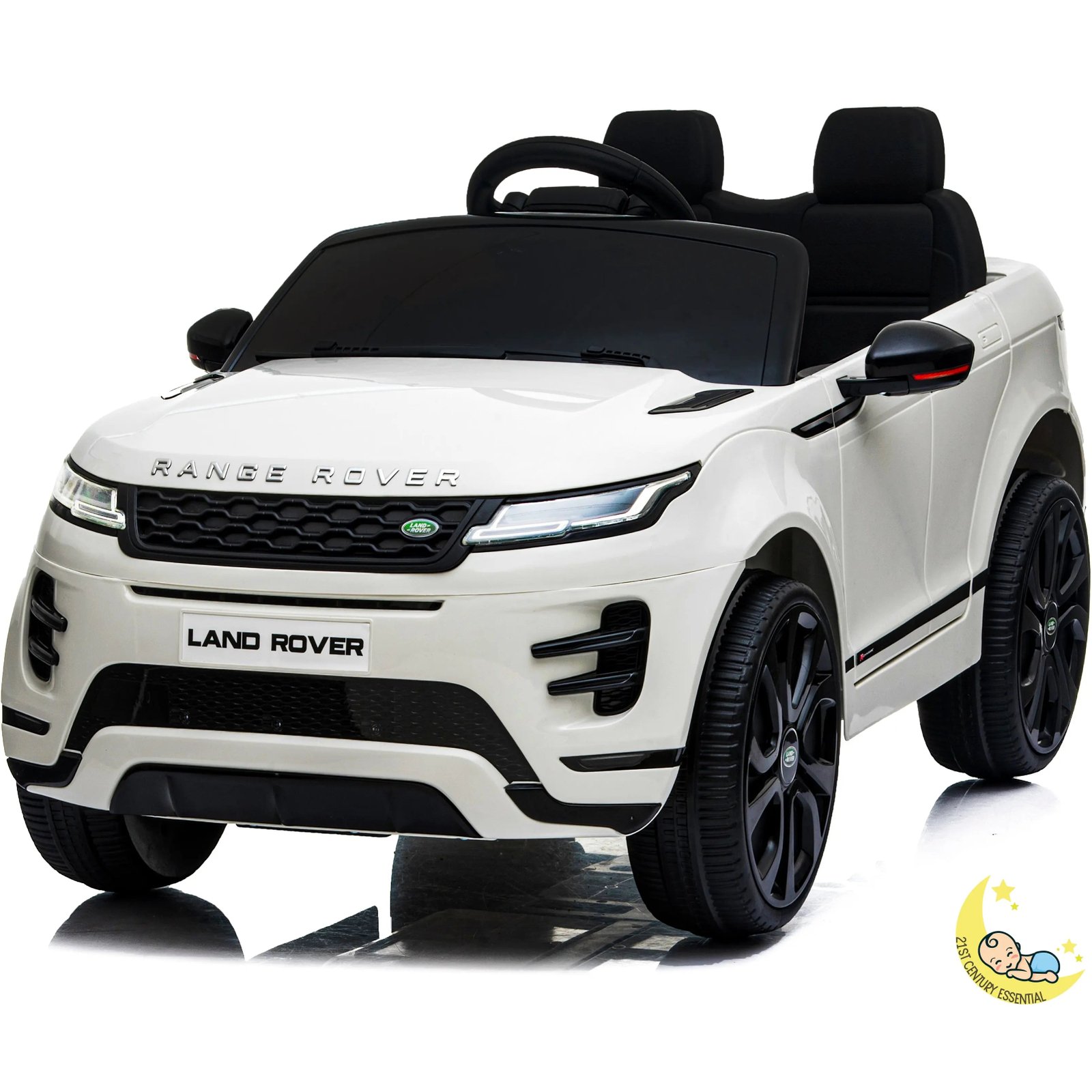 Land Rover Kids Ride On Car with MP4 Player, Leather Seat - White  21stcenturyessential