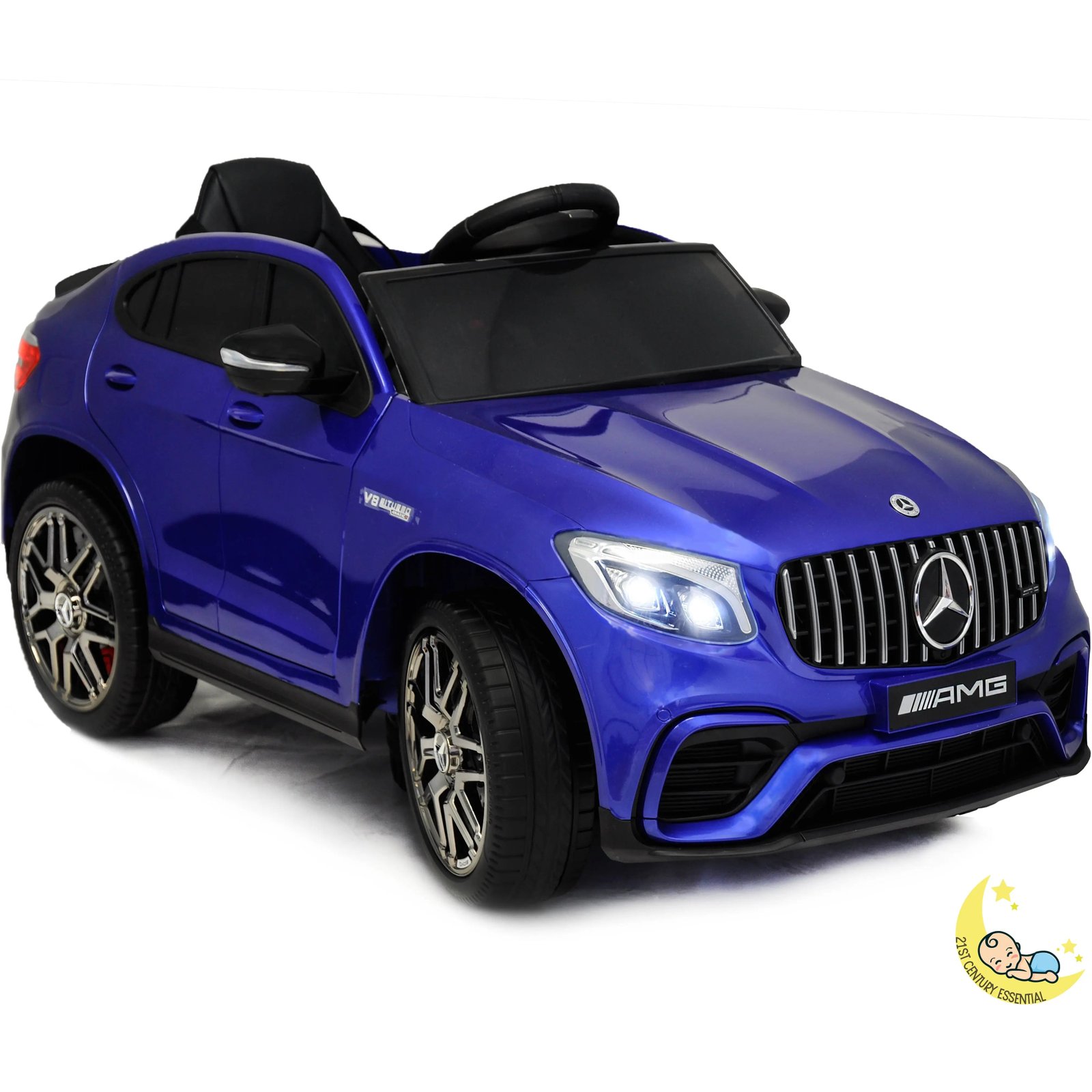 Mercedes AMG GLC 63s Kids Ride On Car with Leather Seat - Blue  21stcenturyessential