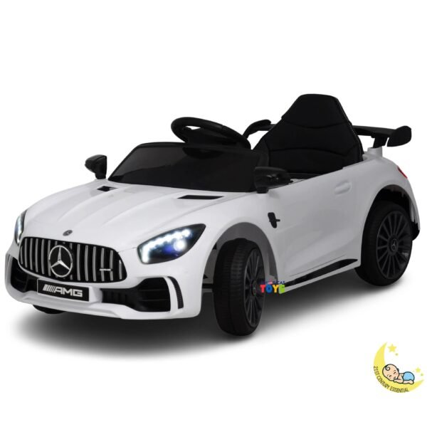 Mercedes-AMG Kids Ride On Car with Remote Control Leather Seat - White  21stcenturyessential