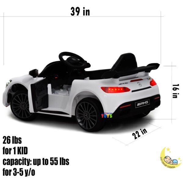 Mercedes-AMG Kids Ride On Car with Remote Control Leather Seat - White  21stcenturyessential