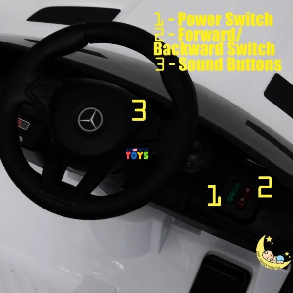 Mercedes-AMG Kids Ride On Car with Remote Control Leather Seat - White  21stcenturyessential