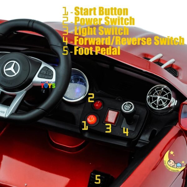 Mercedes Benz Ride-On Car For Kids with built-in MP4 Player, LED wheels - Red  21stcenturyessential