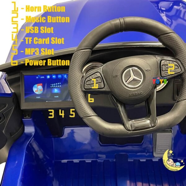 Mercedes-Benz Ride On Car for Kids with built-in MP4 Screen - Blue  21stcenturyessential