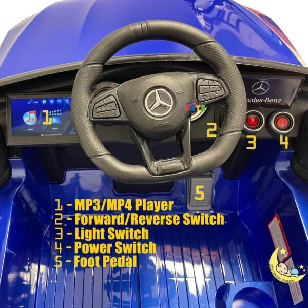 Mercedes-Benz Ride On Car for Kids with built-in MP4 Screen - Blue  21stcenturyessential