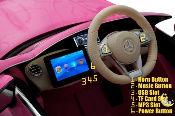 Mercedes Maybach Kids Car to Ride with Touchscreen, Leather Seat - Pink  21stcenturyessential