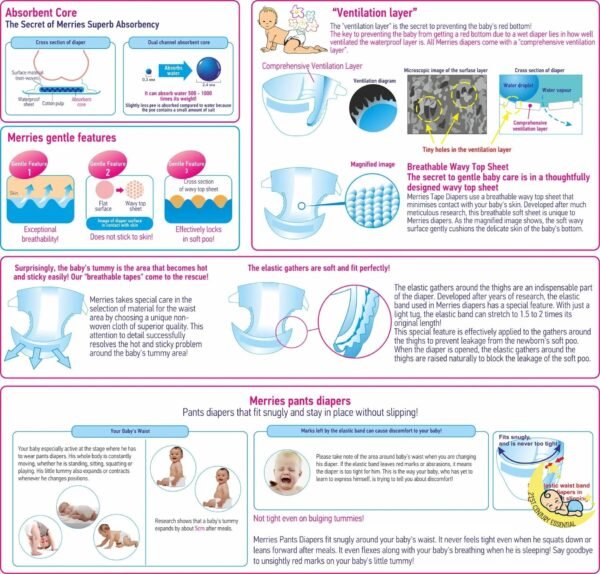 Merries Diapers Nb, 76 Count, Ultra-Soft, Breathable, Chemical-Free - Image 9