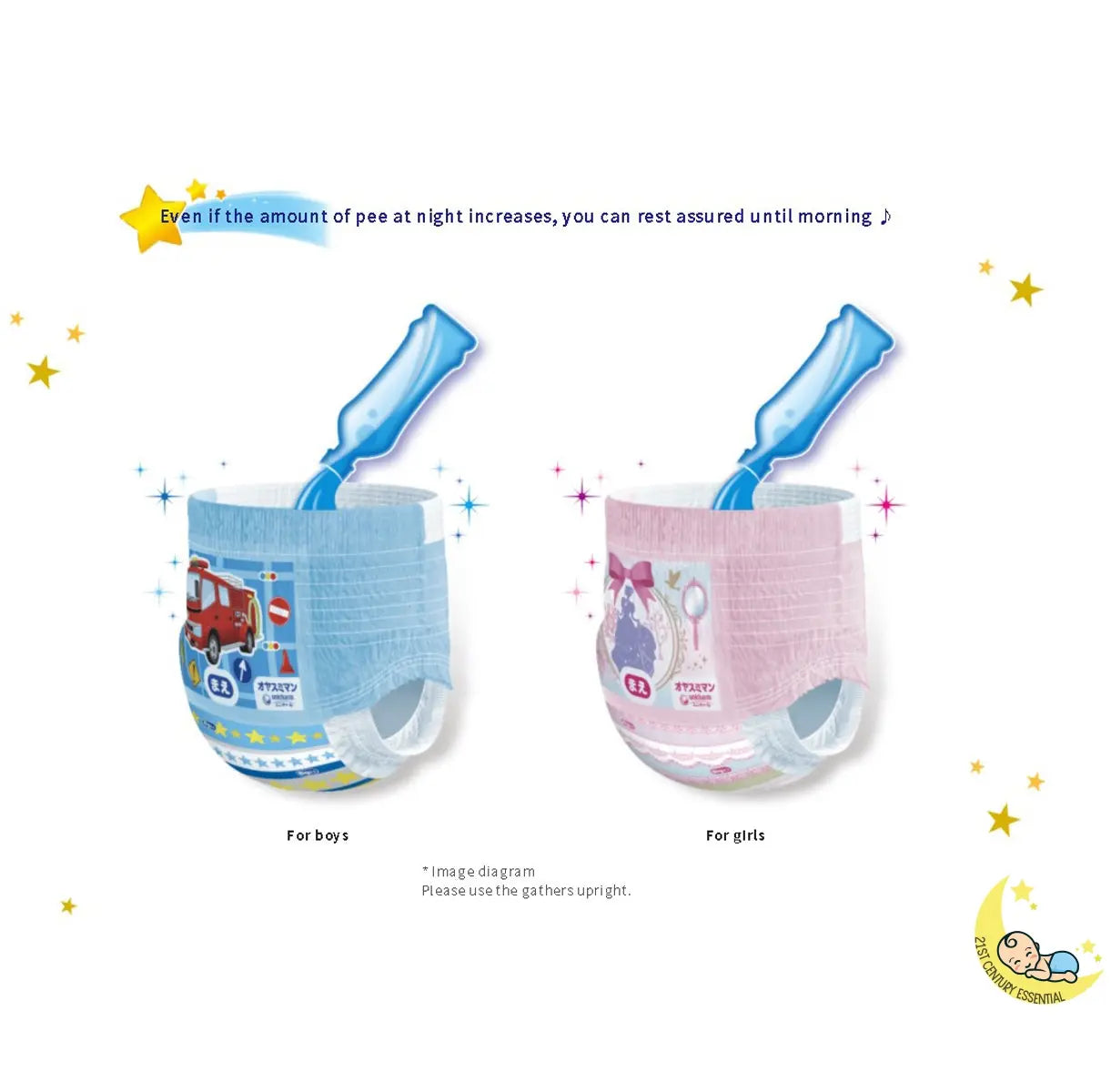 Moony Overnight Pull-Ups Girls Type Size Large, 20-31 lbs (2T-3T) - Image 2