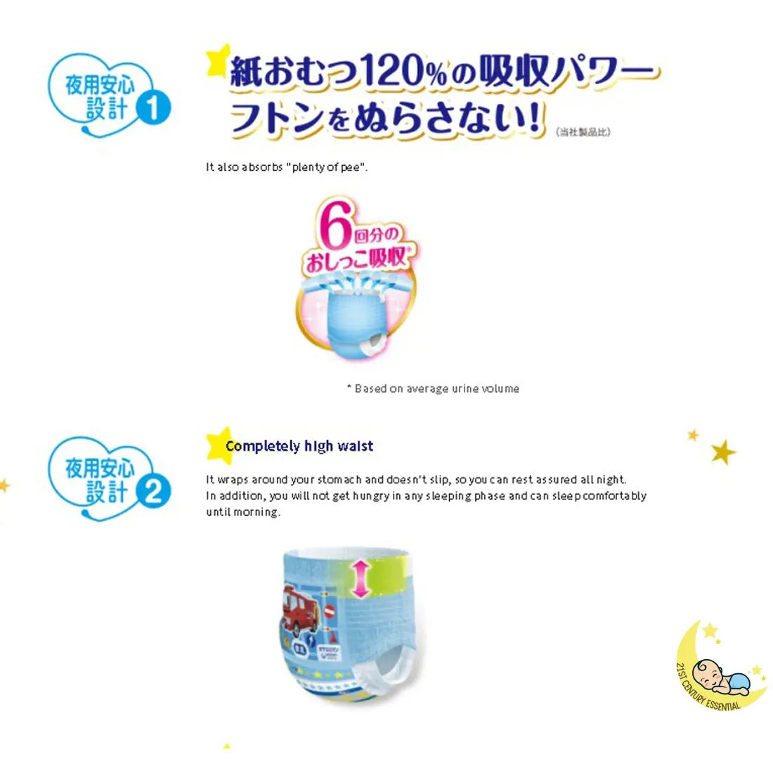 Moony Overnight Pull-Ups Girls Type Size Large, 20-31 lbs (2T-3T) - Image 3